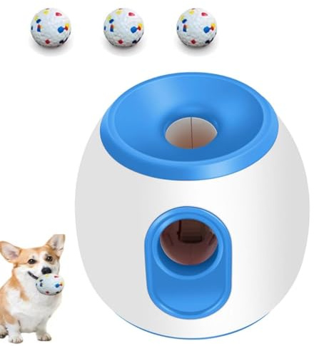 Automatisk bollkastare for hundar, tyst hundbollkastare med fjärrkontroll, interaktiv hundbollkastare, automatisk tennisbollkastare med 3 utkastningsavstånd (10/20/30FT)(Blue)