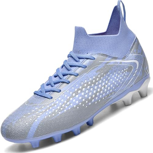 situkeke Mens Football Boots Spike High Top Football Shoes Astro Turf Trainers Soccer Cleats Boy's Professional Athletic Shoes,Purple,EU35