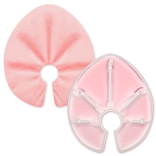 Beugo Almohadillas de Terapia de Mama, 3 en 1 Compresas Frío/Calor para Lactancia Grandes, 2 pcs Paquetes de Terapia Pecho Gel con 2 Fundas, Esenciales para la Posparto, Alivia El Mama Hinchazón, Rosa