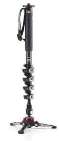 Manfrotto MVMXPROC5, Xpro Fluid Video 5 Section Carbon Fibre Monopod, Fluidtech Base, Quick Power Lock System, Portable, Professional Videography, Black