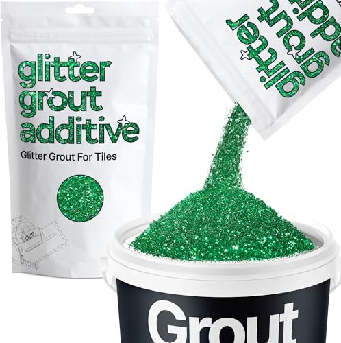 Hemway Emerald Green Glitter Grout Additive 100g | for Adding Sparkle to Kitchen & Bathroom Tiles, Enhance Your Indoor Grouting Projects with a Durable Sparkly Effect
