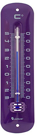 Lantelme Außenthermometer Metall in Violett Temperatur -30°C bis 50°C | Analog Thermometer 19cm Retro Vintage Look für Außen Innen Terrasse Garten | Gartenthermometer (Violett)
