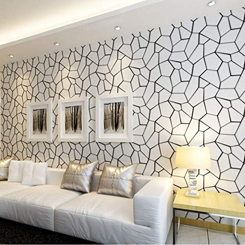 qunxun Patrón Geométrico Blanco Negro Papel Pintado No Tejido Arte Moderno Diseño Salón TV Fondo De Pantalla Papel Tapiz para Las Paredes del Dormitorio 3D9.5 * 0.53m