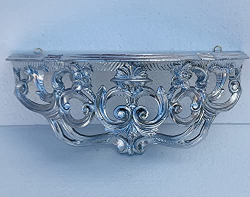 artissimo Barock Konsole Wandkonsole Silber Hochglanz Spiegelkonsolen/Wandregal 40x17x17cm Ablage Hängekonsole Antik Stil Blumenbank