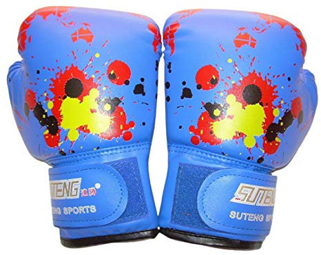1 Paar Kinder-Boxhandschuhe für Kinder von 2–11 Jahren, Jungen, Mädchen, Kleinkinder, PU-Cartoon-Sparring-Training, Boxhandschuhe für Kickboxen, Boxsack, Fokus-Pads, Blau