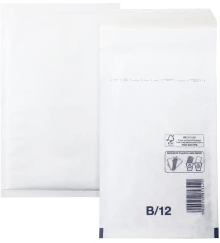 Netuno 10 Stück Luftpolster Versandtasche Weiß B/12 (140x 225 mm) Luftpolstertasche Luftpolsterumschlag Polsterumschlag Briefumschlag gepolstert Recycling reißfest Versandtasche mit Luftfolie