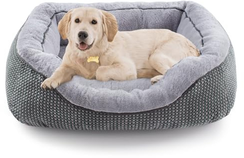 INVENHO Medium Dog Beds for Medium Dogs Washable, Rectangle Dog Bed Medium Size Dog, Orthopedic Dog Bed, Warming Soft Calming Sleeping Puppy Bed Durable Pet Bed with Anti-Slip Bottom M(30x24x9)