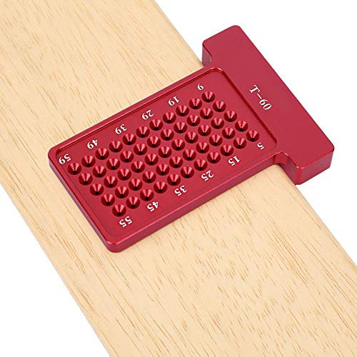 Woodworking Scriber, T Type Ruler Aluminum Alloy Hole Gauge Hole Gauges Square Carpenter Fixing Tool Carpenter Marking Tool for Woodworking and DIY Amateurs (Red)