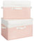 GRANNY SAYS Fabric Storage Boxes with Lids, Pack of 2 Decorative Storage Boxes with Lids for Shelves, Baskets Lids for Organising Clothes, Pretty Wardrobe Organiser, White&Pink, 40 x 26 x 25.5 cm