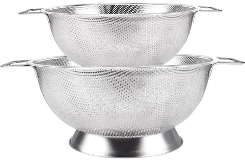 YC Kitchen Passoire Cuisine Inox à Pâtes Avec Poignées - Passe au Lave-Vaisselle - 22,5cm & 28,5cm