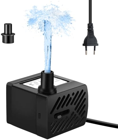 mizikuu Pompa Acquario, 3W Mini Pompa Dell'Acqua 300L/H Fontanella per Gatti Sommersa Con Cavo Di Alimentazione Da 1 m Super Silenziosa Pompa Dell'Acqua Per Animali Domestici
