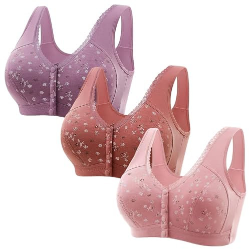 Brasier sexy in pizzo frontale con bottone per modellare la coppa, tracolla regolabile, taglia grande, atletico da donna, H, M