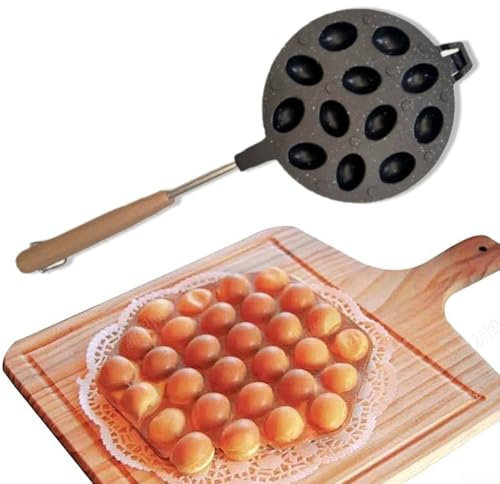 Waffle Cone Maker, 12-Cavity Egg Cake Pan, Round Pecan For Mold, Non-Stick Double-Sided Waffle for Mold, For Gas Stove Baking