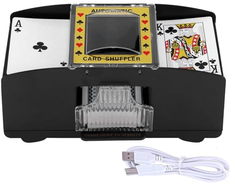 Zankeox Automatic Card Shuffler Machine - Electronic Casino Poker 2 Deck Shuffling, Battery Operated -One/Two Decks Card Shufflers Sorter, Cards Playing Tool Accessories (2 Deck Usb and Battery)