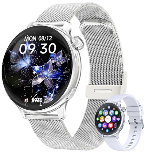 Smartwatch Donne, 1.27 Orologio Smartwatch Digitale Fitness Tracker Bluetooth Watch con Chiamate 120+ Sports Cardiofrequenzimetro, SpO2 Sonno, IP68 Smart Watch Smart Watch per Android iOS, Argento