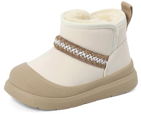 MK MATT KEELY Botas Niño Invierno Bota Nieve Impermeable Zapatillas Botines Exterior Cálido Niña con Suela de Antideslizante,Beige,EU 29