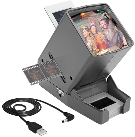 Malloy Visor de Diapositivas y Películas de 35 mm: Visor de Diapositivas con Aumento de 3X y Visualización con Luz LED para Diapositivas de 35 mm y Negativos de Película.
