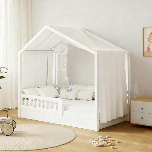 GFCC Ciel de Lit Cabane Ensemble de Décoration 1 Pièces 135 x 360 cm Blanc