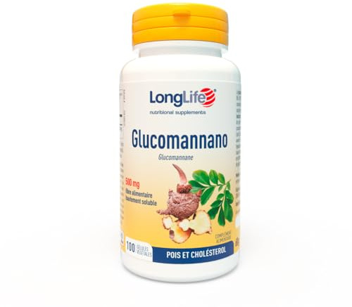 LongLife® Glucomannano | minimum 3000 mg par dose quotidienne | Contrôle du poids et satiété | Fibre alimentaire naturelle | 100 gélules végétales | Végan et sans gluten