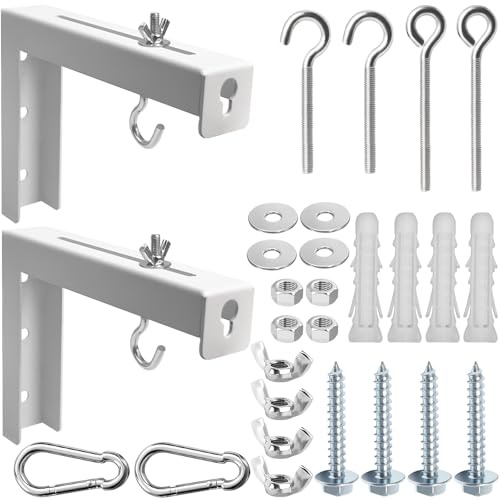 Universal Wall Mounted Projector Screen Bracket, Projector Screen L-Bracket Mounting Hanger Holder with Hook Hold, Adjustable Screen Stand Kit, Hanging Mount L-Brackets, Complete with All Accessories