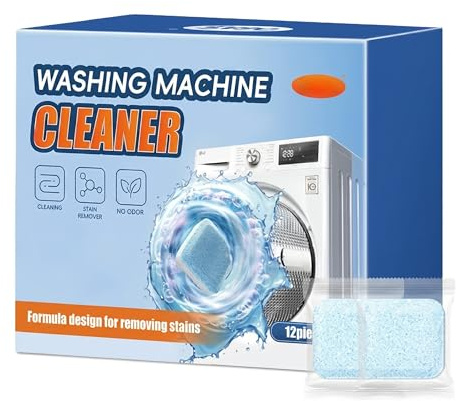 Compresse Detergenti per Lavatrice 12 Pezzi, Pulitore per Lavatrice Efficace Cura Lavatrice per HE Top Load e Front Loader, Pulizia Profonda e Manutenzione, Elimina Odori e Sporco