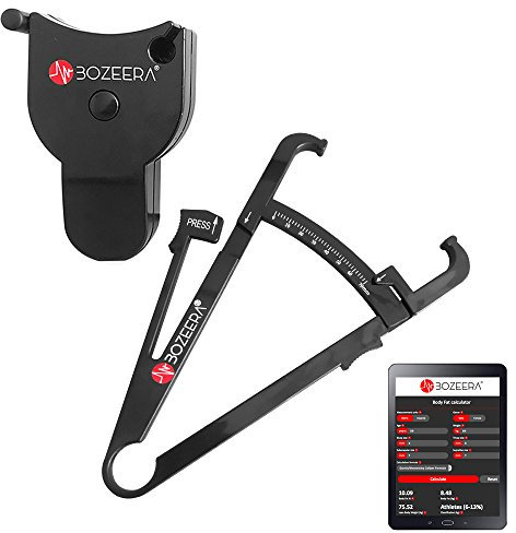 [Body Fat Caliper and Body Measuring Tape] / Skinfold Caliper and Body Tape Measure - Includes Free Software, Video Interpretation, and English Manual - BOZEERA© - The Complete Set.