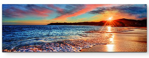 Paul Sinus Art Leinwandbilder | Bilder Leinwand 150x50cm Sonnenaufgang über vereisten Meer