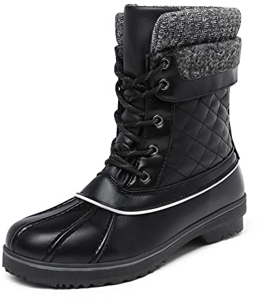 DREAM PAIRS Bottes Neige Femme Hiver Mi-Mollet Imperméables Chaudes Antidérapantes Extérieur,Size 39,Noir,Monte_01
