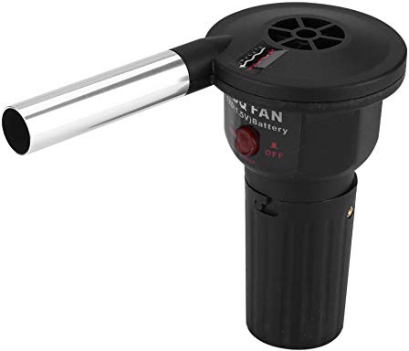 Zunate Ventilatore Barbecue Elettrico Portatile, Pistola ad Aria per Barbecue, Cottura Esterna BBQ Fire Fan per Camping, Nero, 2 Velocità, Touch Control, Senza Cavo, Portatile