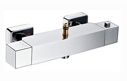 Kibath 464151 Grifo termostático de diseño Columna de Ducha Cuadrada con Salida Superior. Fabricado en latón con Acabados en Cromo con Brillo. Repuestos Originales garantizados