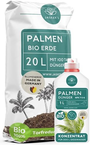 SPARSET Palmenerde 20 L + 1 L Palmendünger flüssig - Luftig Lockere Erde Für Pflanzen - Palmen & Hanfpalmen - Blumenerde Zimmerpflanzen - Pflanzen Erde für Palmen mit Dünger für Palmen