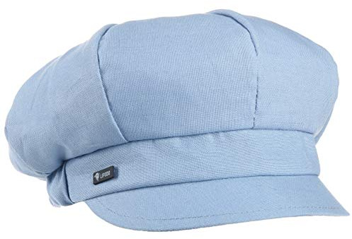 Lipodo Classic Ballonmütze Damen Made in Italy Leinen Baumwolle Damencap elastischer Gummizug Newsboymütze Frühjahr Sommer hellblau One Size