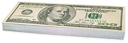 Scratch Cash 100 x $100 Dollars Old Style (taille réelle)