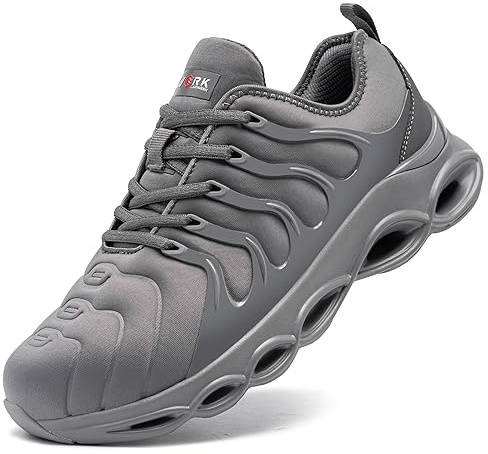 LARNMERN Steel Toe Cap Trainers Men Safety Trainers Lightweight Safety Shoes Cushioning Fashion Breathable Comfortable Work Shoes(Grey,11UK) (WCEU01A-LSA210010912)