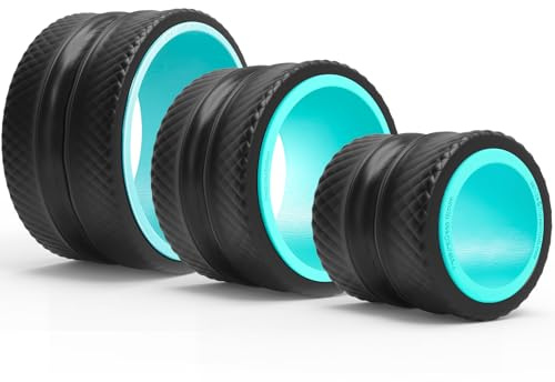 FitBeast Back Roller - Deep Tissue Massage Wheel, Yoga Wheel & Back Stretcher for Pain Relief (6''+9''+12'', Blue)