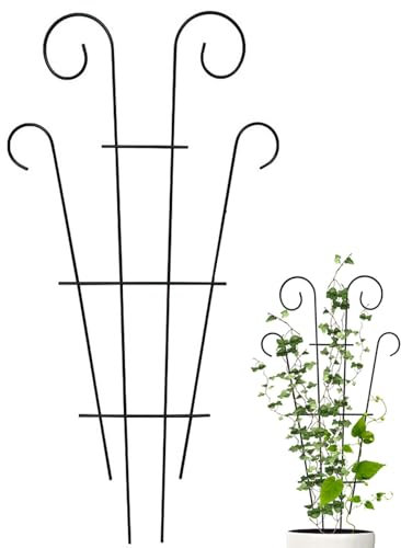 BEAHING Indoor Plant Trellis, Trellis for Climbing Plants Outdoor, 16 Tall Indoor Plant Trellis, Metal Garden Obelisk, Ladder-shape Plant Supports for Garden Vegetables Flowers