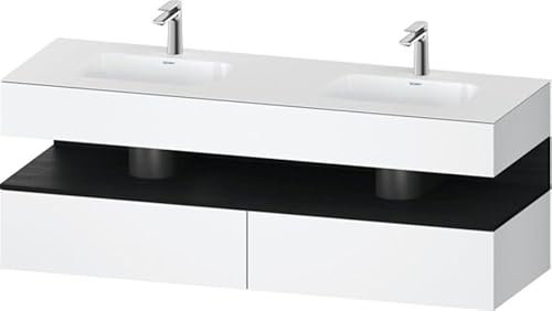 Duravit Qatego lavabo encastré avec meuble sous-lavabo en console, 1600x550x600mm, niche chêne noir, lavabo double, QA4797016180010, Couleur: blanc