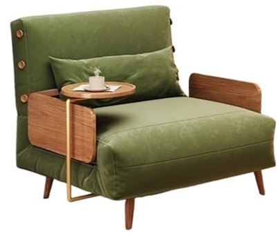Konvertibel hopfällbar bäddsoffa med sidobord inomhus enkel sovsoffa gästsäng lounge futon soffa grön 74 cm