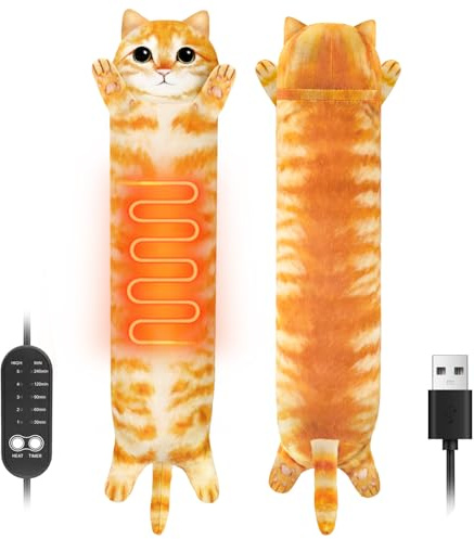 Cuscinetto riscaldante per gatti per crampi mestruali, sollievo dal dolore mestruale, cuscinetti elettrici portatili alimentati tramite USB, simpatici animali di peluche, regali divertenti per donne