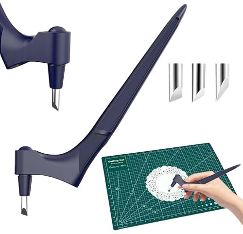 LUMOOM Herramientas de corte para manualidades, juego de cuchillas de acero inoxidable de precisión de 360 grados, juego de herramientas para manualidades para bricolaje scrapbooking (Azul Marino)