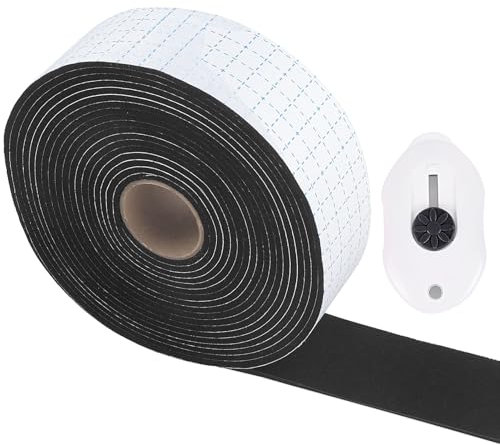 LongZYU Fieltro Adhesivo, Fieltro Adhesivo Muebles, Almohadillas Fieltro Muebles, Deslizadores de Fieltro para Sillas, Almohadillas de Fieltro Autoadhesivo, Negro (6m*5cm*3mm)