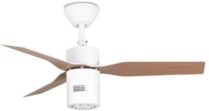 ventyly / ORIGINAL/Ventilador de techo blanco/roble con purificador Ø90 cm/Ultra Silencioso, bajo consumo, 6 Velocidades, Mando a distancia, Verano-Invierno, temporizador