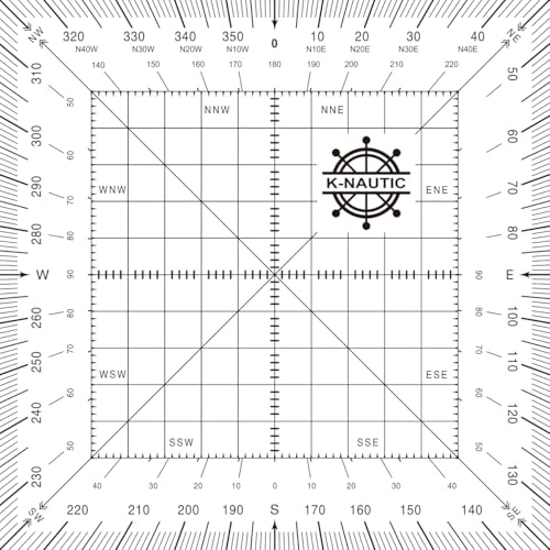 Transportador de Ángulos Náutico Cuadrado para Carta de Navegación 150x150 mm – Regla Profesional para Medir Rumbos y Demoras – Herramienta para PER, Patrón de Yate y Capitán