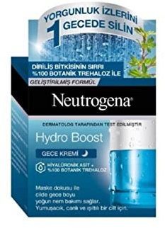 Neutrogena Hydro Boost Night Face Cream (1x 50ml), Night Cream with Hyaluronic Acid, Advanced Hydration for 72 Hours, Suitable for All Skin Types Including Sensitive
