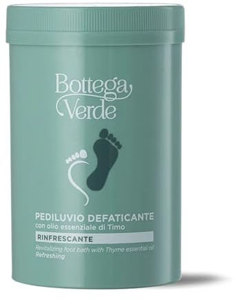 Bottega Verde - Pediluvio Defaticante, 250 g, con Olio Essenziale di Timo, Sali Rinfrescanti, Rilassanti e Rigeneranti per Piedi e Gambe