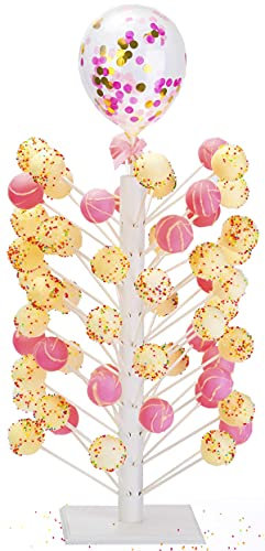 Nangor Nangor Holz-Cake-Pop-Ständer – 60-Loch-Lollipop-Halter aus Holz, Süßigkeiten-Tischdisplay, dekorativer Dessert-Ständer für Hochzeit, Geburtstag, Babyparty, Partys – robust und einfach zu montie