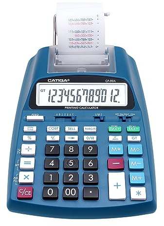 Utskriftsräknare uppgraderade funktioner med 12-siffrig LCD-skärm, 2,03 linjer/sek, tvåfärgstryck, tilläggsmaskin för redovisningsanvändning, AC-adapter ingår (blå)