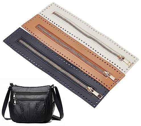 WADORN 3 Farben PU-Leder-Reißverschluss Zum Nähen, 27 cm Lange Handtasche, Metall-Trennreißverschlüsse, Rahmen, Taschen, Zubehör Zum Stricken, Häkeln, Taschen Für DIY-Geldbeutel, Nähen, Bastelprojekte