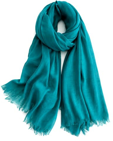 KARMA.DIEM Sciarpa Donna Leggera Estiva Elegante – Foulard Morbido Effetto Seta 100% Poliestere – 180x65 cm – Fluida, Lucente e Raffinata – Accessorio Moda Primavera Estate (Turchese Petrol)