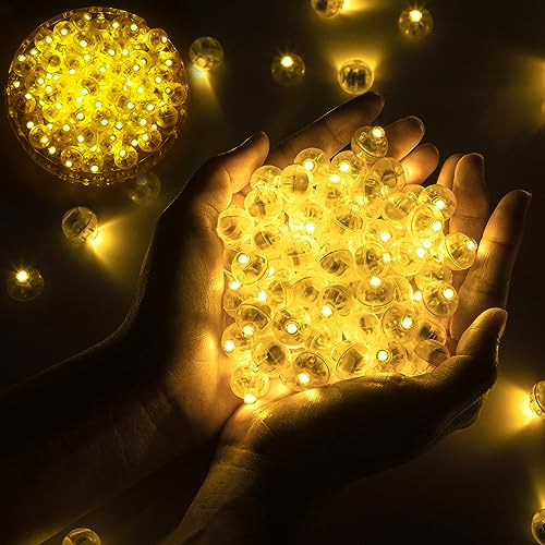 chzk 100pcs Mini Led Lights - Round, Long Standby Time, Multicolor Ball Light Paper Lanterns for Birthday Party, Christmas, Halloween Decoration Warm White